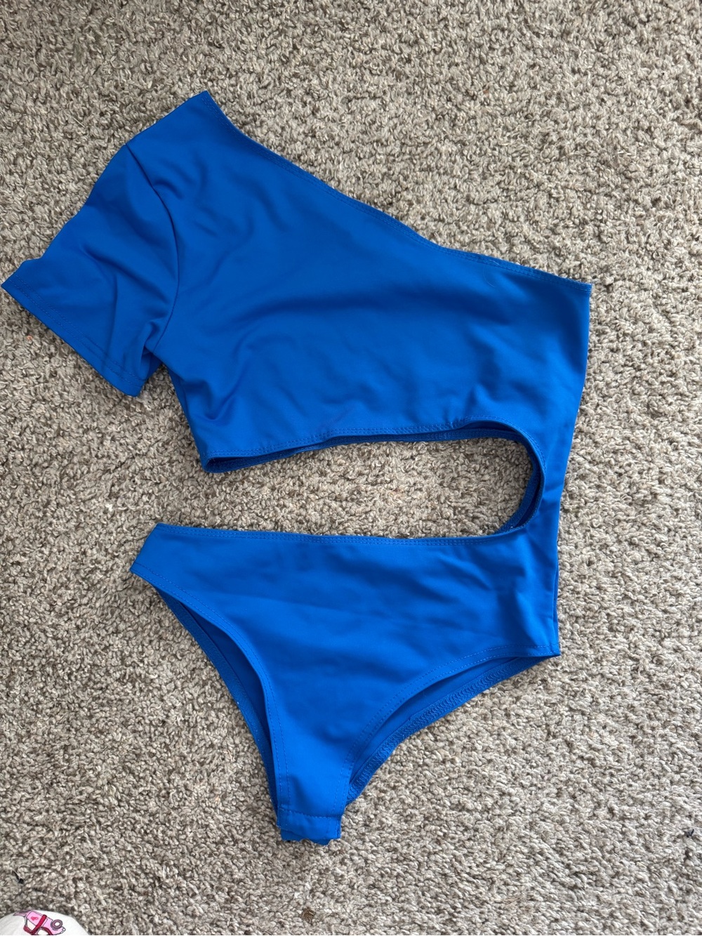 Edikted One-Shoulder Cutout Bodysuit in Bright Blue